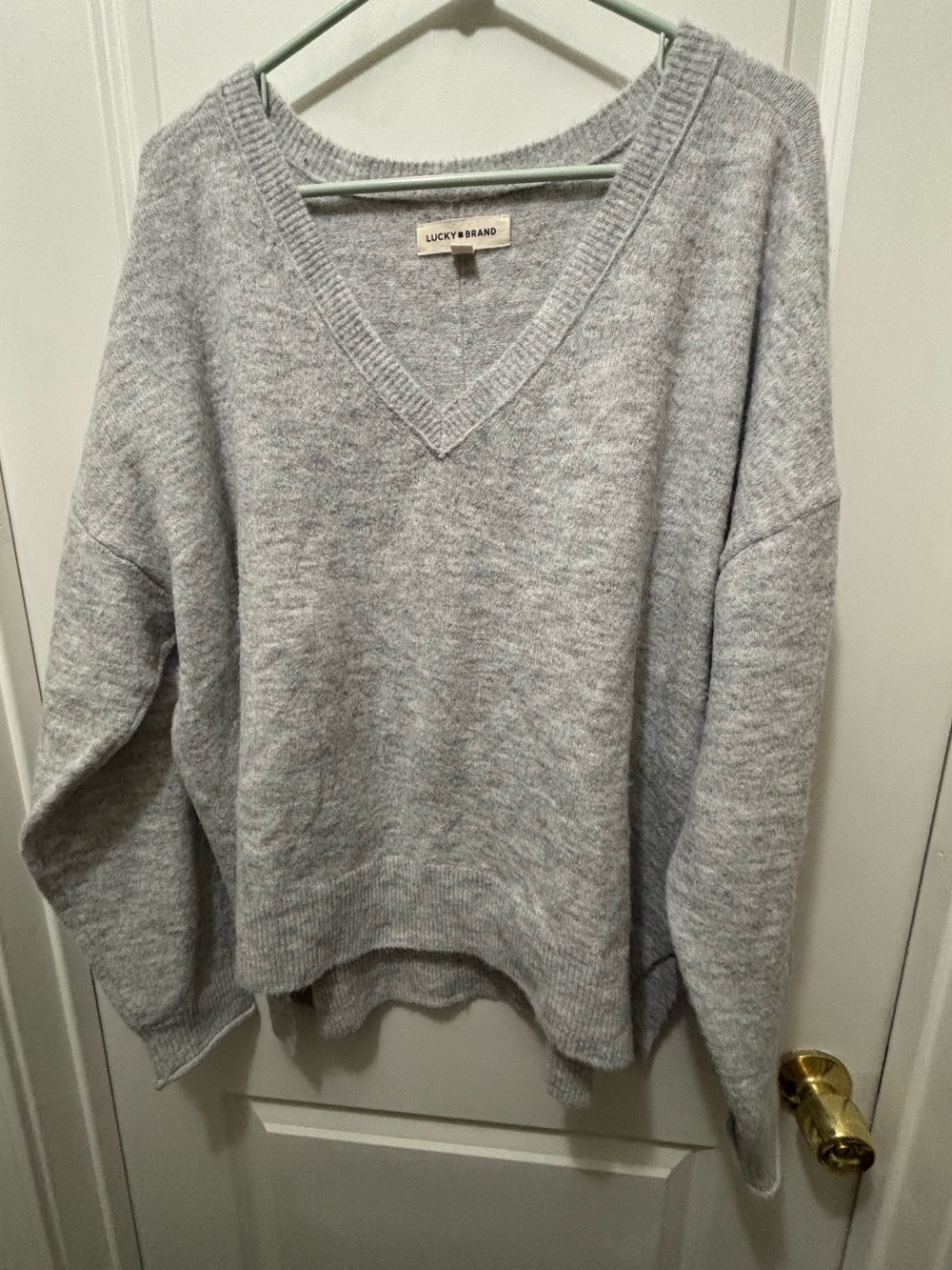 Lucky Brand Women's Gray V-Neck Sweater